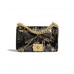 Chanel Black Graffiti Crocodile Embossed Boy Chanel Small Bag