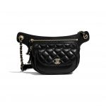 Chanel Black Metallic Aged Calfskin Waist Bag