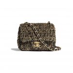 Chanel Black:Gold Cotton:Mixed Fibers Classic Mini Flap Bag