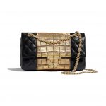 Chanel Black:Gold Lambskin and Crocodile Embossed Calfskin Reissue 2.55 225 Bag 2