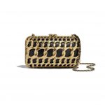 Chanel Black:Gold Lambskin:Metal Evening Bag