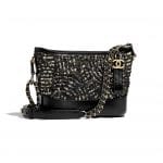 Chanel Black:Gold Sequin:Calfskin Gabrielle Small Hobo Bag