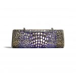 Chanel Black:Gold:Blue Lambskin:Glass Clutch Bag