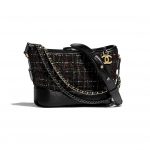 Chanel Black:Red:Gold:Ecru Tweed:Calfskin Gabrielle Small Hobo Bag