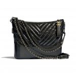 Chanel Dark Gray Aged Calfskin Gabrielle Hobo Bag