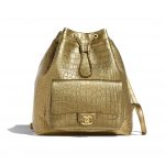 Chanel Gold Crocodile Embossed Calfskin Large Backpack Bag