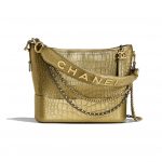 Chanel Gold Metallic Crocodile Embossed Gabrielle Hobo Bag