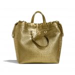 Chanel Gold Metallic Crocodile Embossed Large Shopping Bag