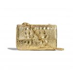 Chanel Gold Metallic Crocodile Embossed Mini Flap Bag