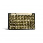 Chanel Gold:Black Satin:Crystal Pearls Clutch Bag