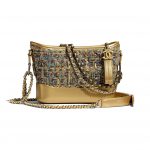 Chanel Gold:Blue:Green Tweed Gabrielle Small Hobo Bag