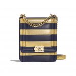 Chanel Gold:Navy Blue Boy Chanel North:South Bag