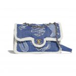Chanel Light Blue Cotton:Shearling Sheepskin Flap Bag
