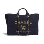 Chanel Navy Blue:Gold Deauville Large Shopping Bag