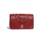 Chanel Red Chevron Statement Small Flap Bag