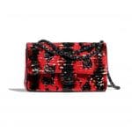Chanel Red:Black Sequins Medium Classic Flap Bag