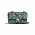 Chanel Turquoise Tweed Mini Classic Flap Bag