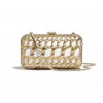 Chanel White:Gold Lambskin:Metal Evening Bag