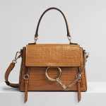 Chloe Autumnal Brown Embossed Croco Effect Small Faye Day Bag