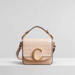 Chloe Cement Pink Embossed Croco Effect Mini C Bag