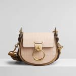 Chloe Cement Pink Embossed Croco Effect Small Tess Bag