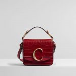 Chloe Dusky Red Embossed Croco Mini C Bag