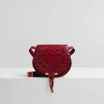 Chloe Dusky Red Embossed Croco Mini Marcie Bag