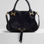 Chloe Full Blue Embossed Croco Effect Marcie Bag