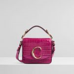 Chloe Graphic Pink Embossed Croco Mini C Bag