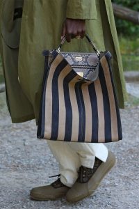 Fendi Beige/Black Striped Peekaboo X-Lite Fit Bag - Spring 2020