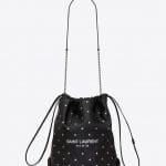 Saint Laurent Black Little Stars Embossed Teddy Bucket Bag