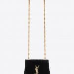 Saint Laurent Black Matelassé Velvet Vicky Small Bag