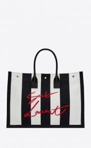 Saint Laurent Black Striped Canvas:Leather Noe Saint Laurent Tote Bag