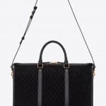 Saint Laurent Black Suede Monogram All Over Medium Duffle Bag