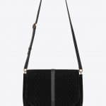 Saint Laurent Black Suede Monogram All Over Satchel Bag