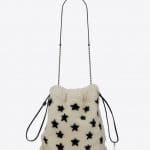 Saint Laurent Ivory Star-Printed Shearling Teddy Bucket Bag