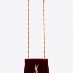 Saint Laurent Light Burgundy Matelassé Velvet Vicky Small Bag