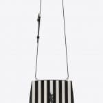 Saint Laurent White Striped Print Ponyskin-Look Spontini Small Satchel Bag