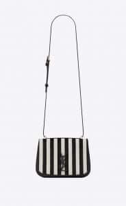 Saint Laurent White Striped Print Ponyskin-Look Spontini Small Satchel Bag