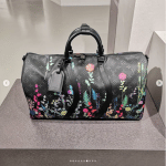 Louis Vuitton Black Monogram Floral Print Keepall Bag