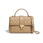 Chanel Beige Calfskin Medium Top Handle Bag