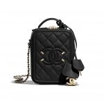 Chanel Black CC Filigree Vertical Vanity Case Bag