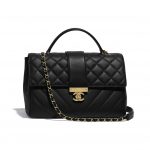 Chanel Black Calfskin Large Top Handle Bag