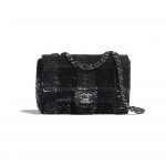 Chanel Black/Silver/White Sequins Flap Bag