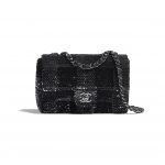 Chanel Black/Silver/White Sequins Flap Bag