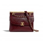 Chanel Burgundy/Black Lambskin Flap Bag