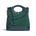 Chanel Green/Blue Shearling Sheepskin Small 31 Bag