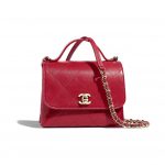 Chanel Red Calfskin Small Top Handle Bag