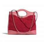 Chanel Red/Pink Shearling Sheepskin 31 Bag
