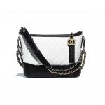 Chanel White/Black Aged Calfskin Gabrielle Small Hobo Bag
